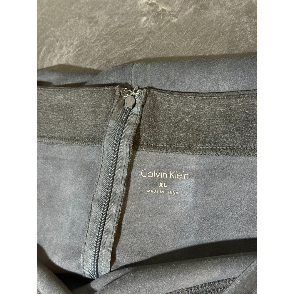 Calvin Klein Faux Suede Long Pencil Skirt Gray Career Office Corpcore Midi Sz XL - Picture 5 of 7